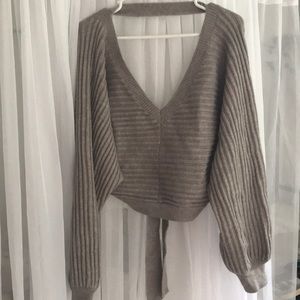 Open back cropped sweater